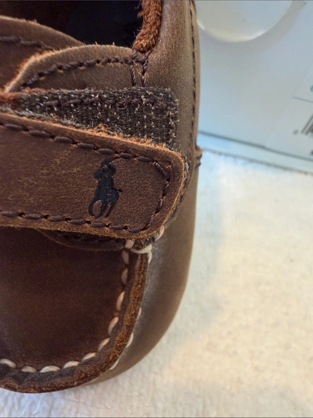 Ralph Lauren Brown Suede Moccasin with Contrast Stitch